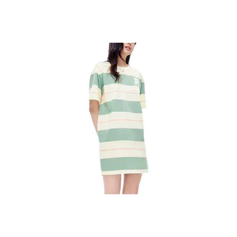 FILA FUSION TOKYO STUDIO Short-Sleeved Dresses Women's Rock Gray Green-6