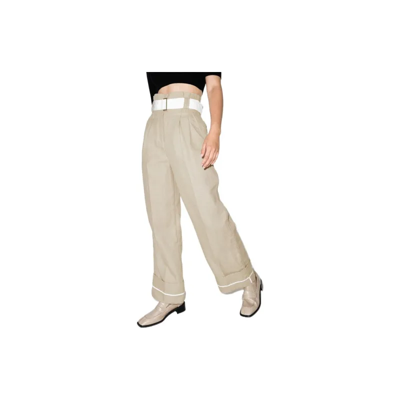 GANNI Linen High Waisted Pants 'Nature'-1