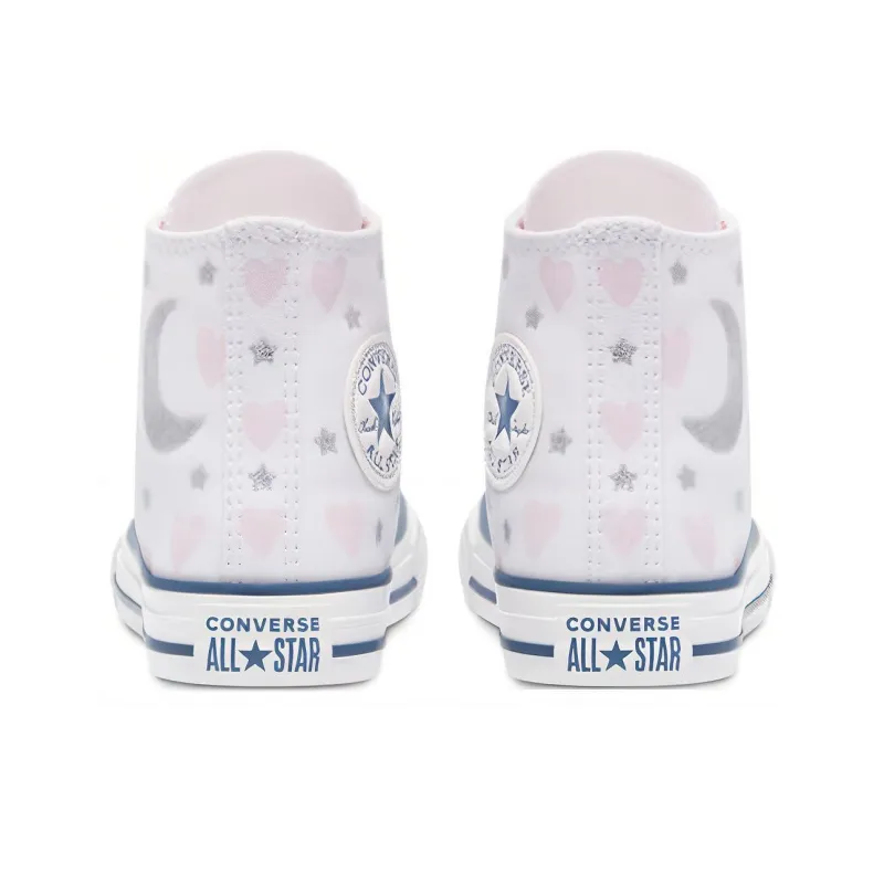 Converse Chuck Taylor All Star Anti Slip Wear Resistant High Top Kids' Skateboarding Shoes Pink White Silver Teenagers-3