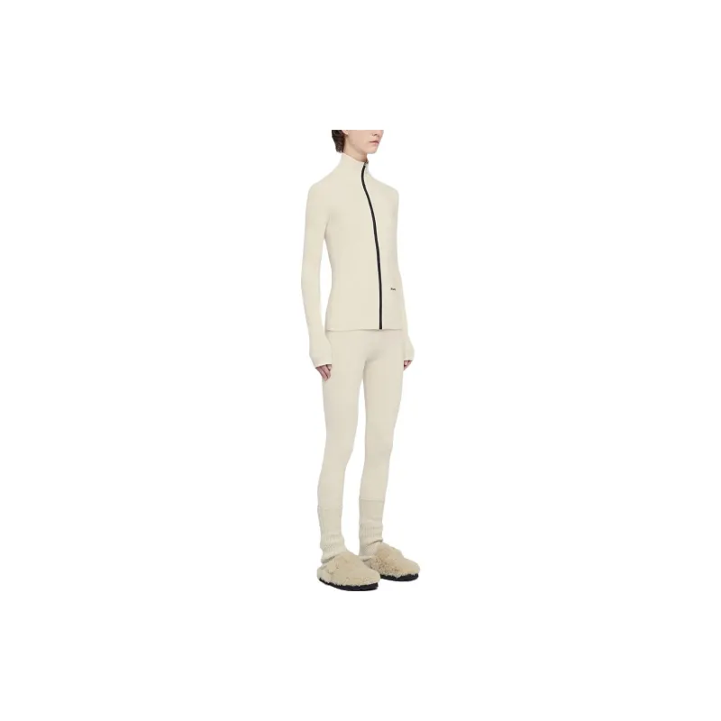 JIL SANDER Logo embroidered Ribbed knit Cardigan-3