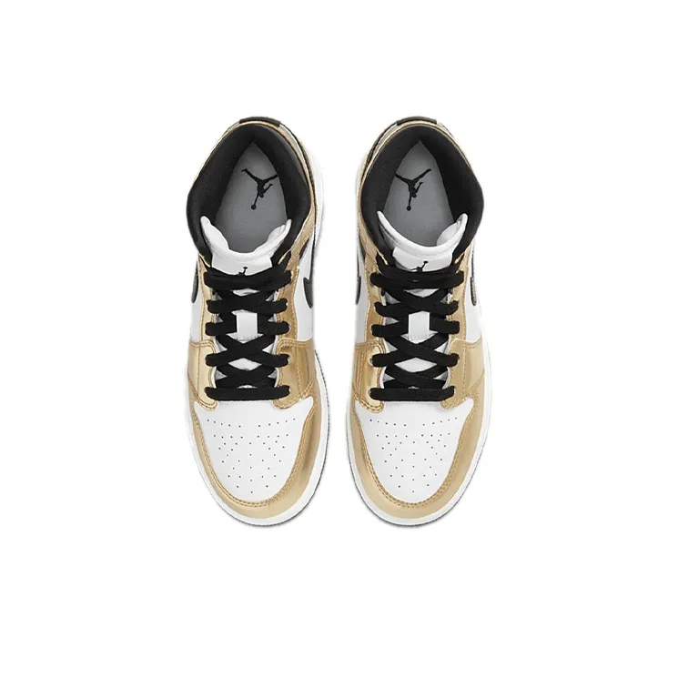 Jordan 1 Mid Metallic Gold Black White GS-3