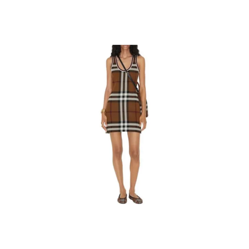 Burberry Maisie Vintage Check-Jacquard Sleeveless Mini Dress-1