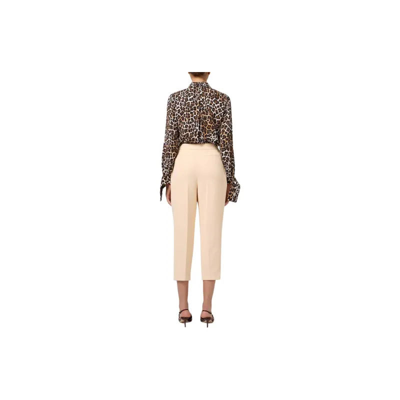 Elisabetta Franchi Ribbon Cuffs Animalier Printed Georgette Blouse-2