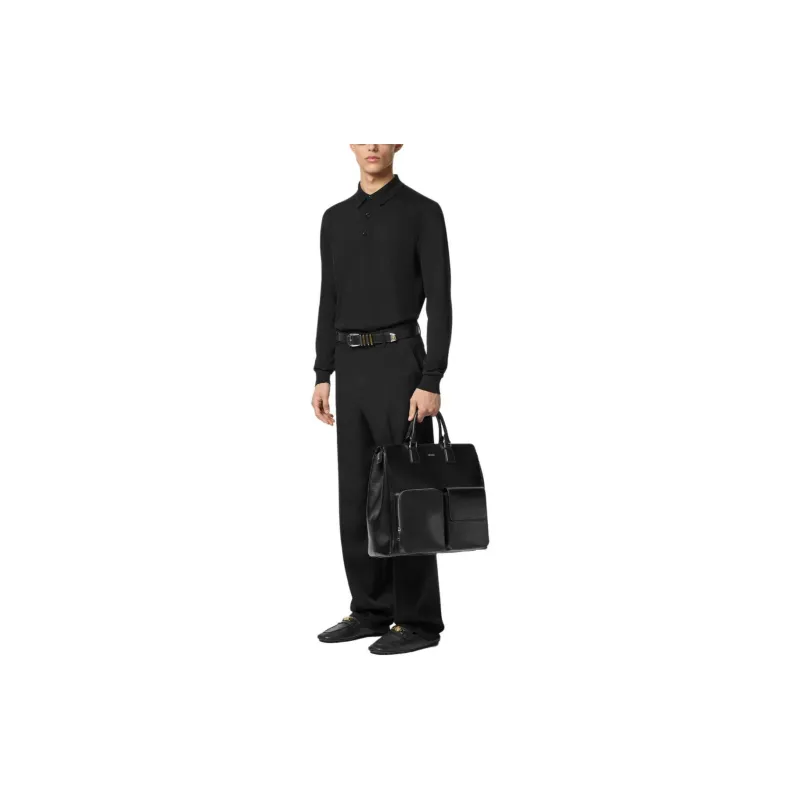 VERSACE Long Sleeved Knitted Polo Shirt-3