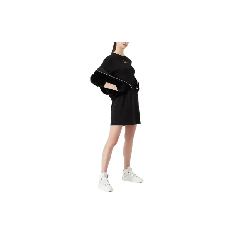 EMPORIO ARMANI EA7 FW22 Long Sleeved Dress Women's Black-2