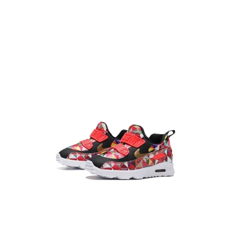 Nike Air Max Tiny 90 CNY Slip Resistant Shock Absorbers Low Top Running Shoes Red Black Infant And Toddler-2