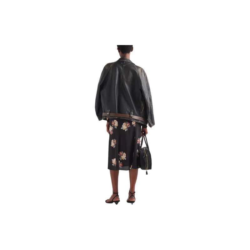 PRADA Sablé Long Sleeved Dress Women's Black-2