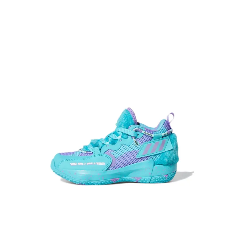 Monsters Inc. x Adidas Dame 7 Extply Mid Top Basketball Shoes Sky Blue Children Aged 3 7 Years Old-0