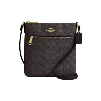COACH Rowan Coated Canvas Shoulder Bag Crossbody Bag Mini Women's Walnut Black