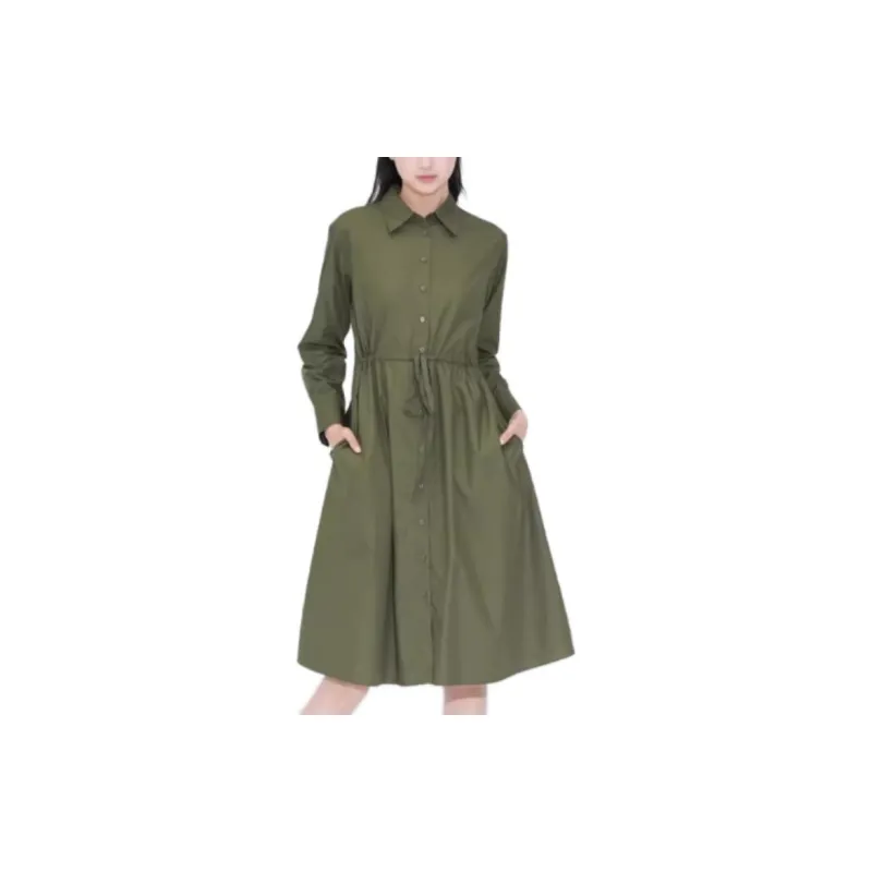 UNIQLO Long-Sleeved Dresses Women's Dark Green-1