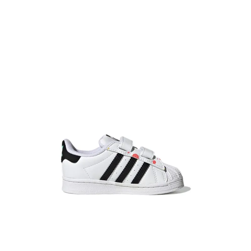Adidas Originals Superstar Series Cf I Abrasion Resistant Low Top Skateboard Shoes White Black Blue Infant And Toddler-1