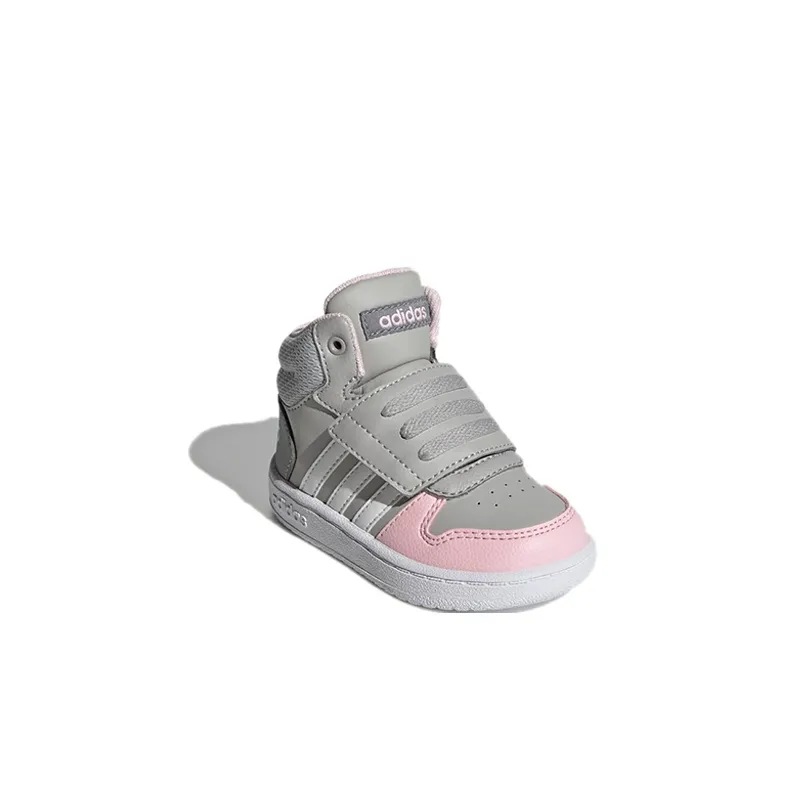 Adidas Neo Hoops 2.0 Mid Abrasion Resistant Mid Top Toddler Shoes Gray Pink Infant And Toddler-2