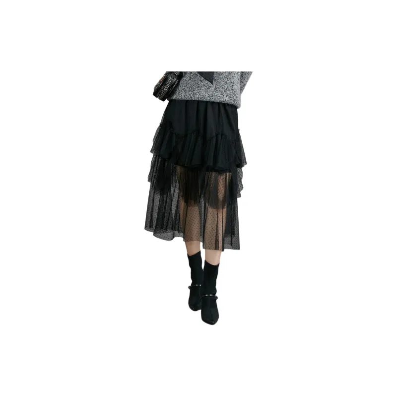 BBLLUUEE Casual Long Skirt Women's Ink Black-0