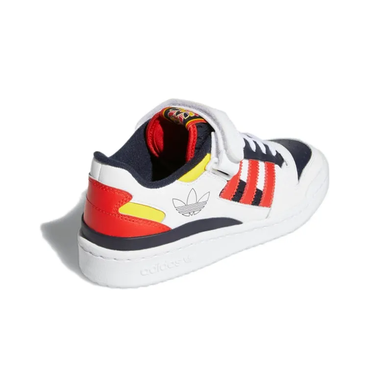 Adidas Originals FORUM Low J Slip Resistant Cushioning Wear Resistant Low Top Skateboard Shoes White Blue Red Teenagers-3