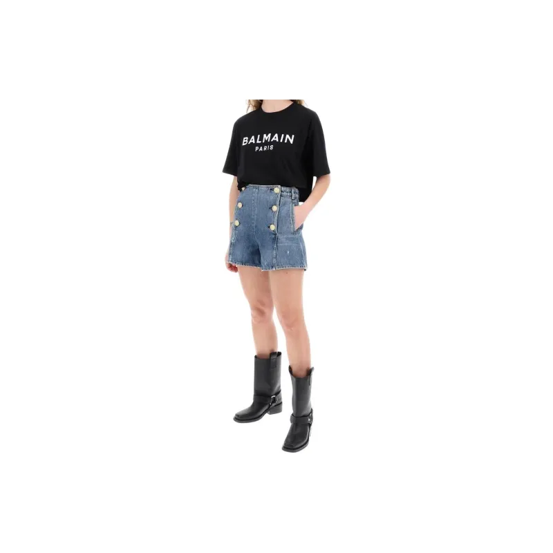 BALMAIN Cropped Logo T shirt-1