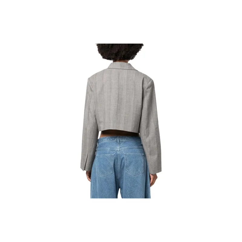 GANNI Cropped Herringbone Blazer-2