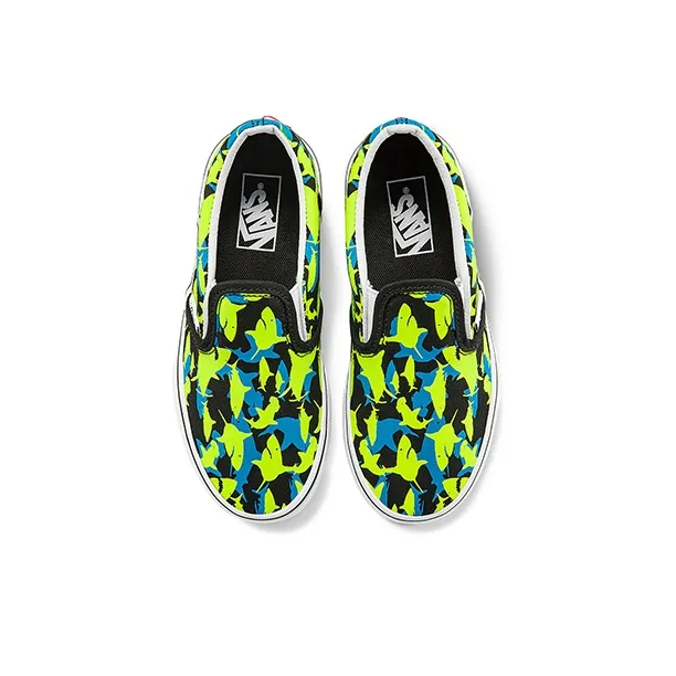 Vans Slip-on Wear-Resistant Low-Top Kids' Skateboarding Shoes Green Blue Black Children Aged 3-7 Years Old-2