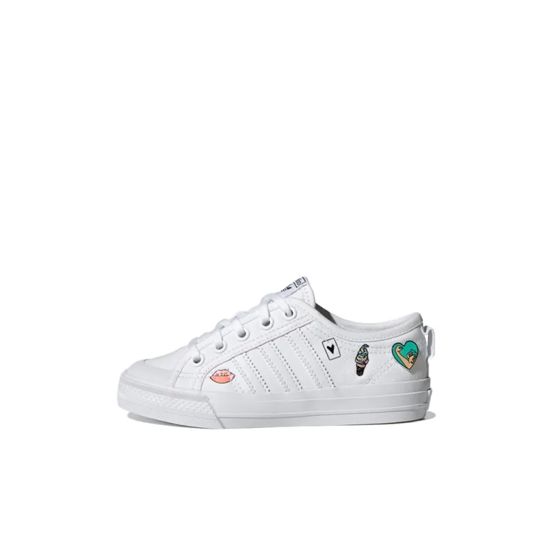 Adidas Originals NIZZA Series C Abrasion Resistant Low Top Skateboard Shoes White Children Aged 3 7 Years Old-0