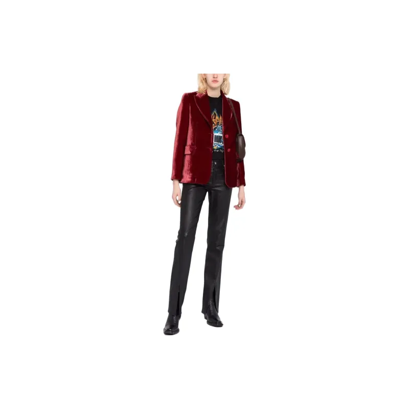 MOSCHINO Single-Breasted Velvet Blazer-1