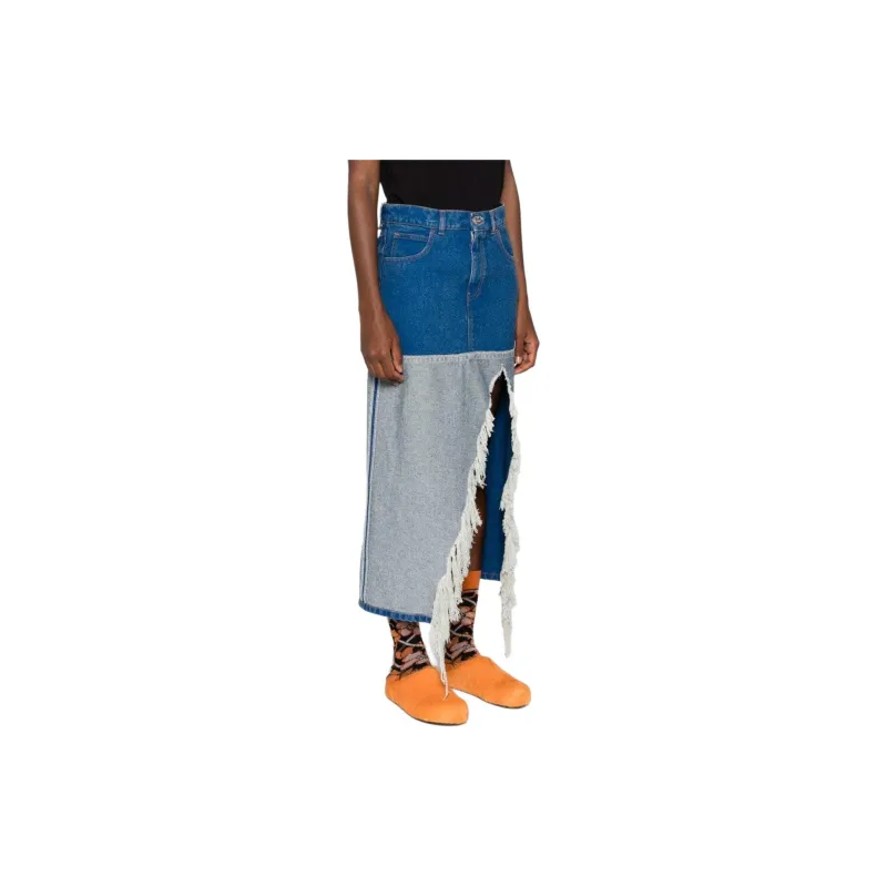 MARNI Bleached Coated Denim Skirt 'Ocean'-2