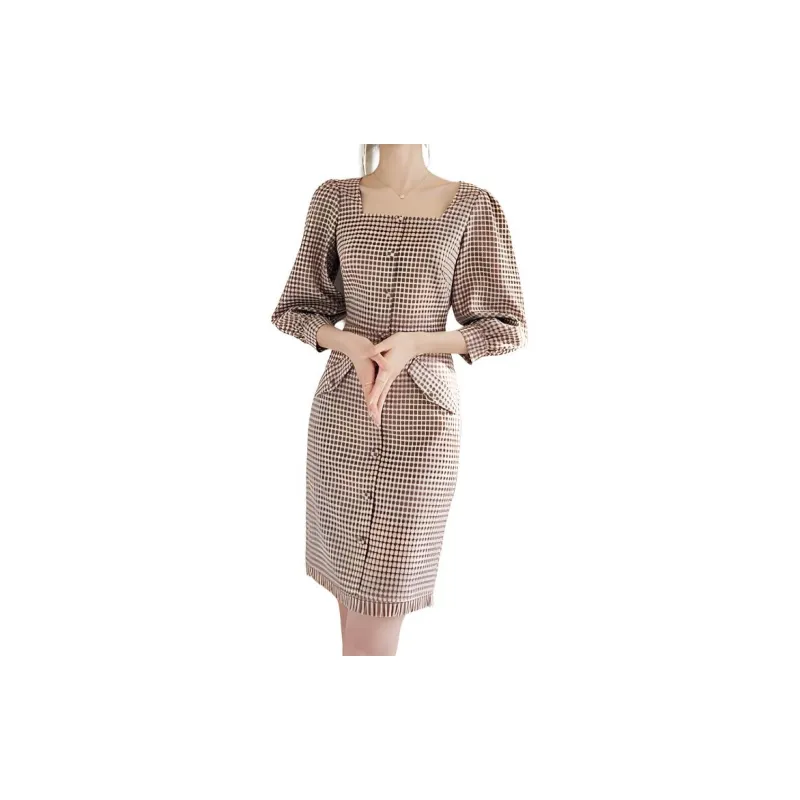 ROEYSHOUSE Long Sleeved Dress Women's Plaid-2