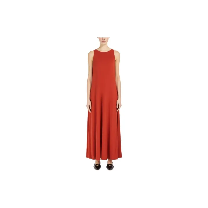 MaxMara Supremo Collection Abito A-Line In Jersey Stretch Sleeveless Dress Women's Earth Red-1