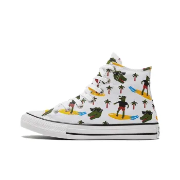 Converse Chuck Taylor All Star Anti Slip Wear Resistant High Top Kids Canvas Shoes White Green Teenagers