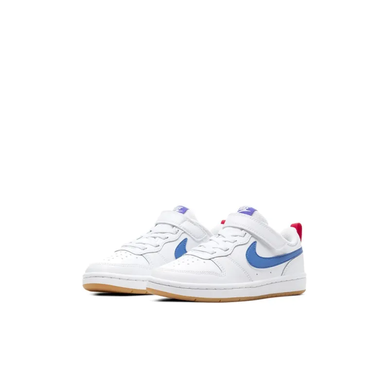 Nike Court Borough 2 Low 2 Abrasion Resistant Balance Low Top Skateboard Shoes White Blue Children Aged 3 7 Years Old-2