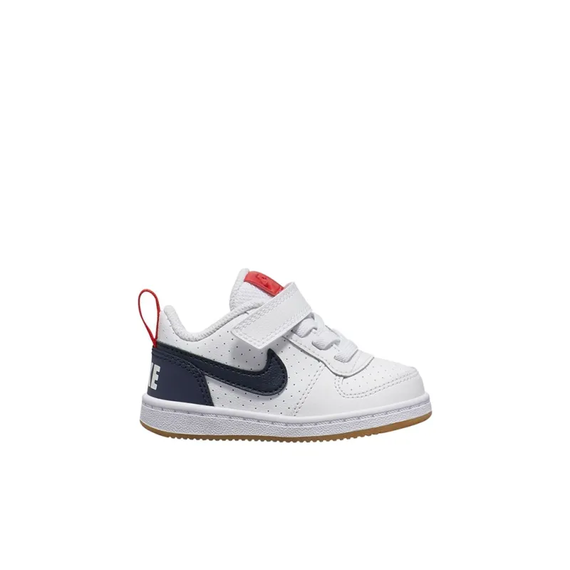 Nike Court Borough Low Top Skateboard Shoes White Blue Red Infant And Toddler-1