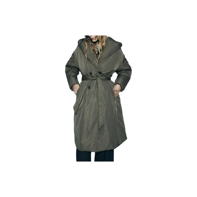 ZARA Puffer Jacket Women's Khaki-2