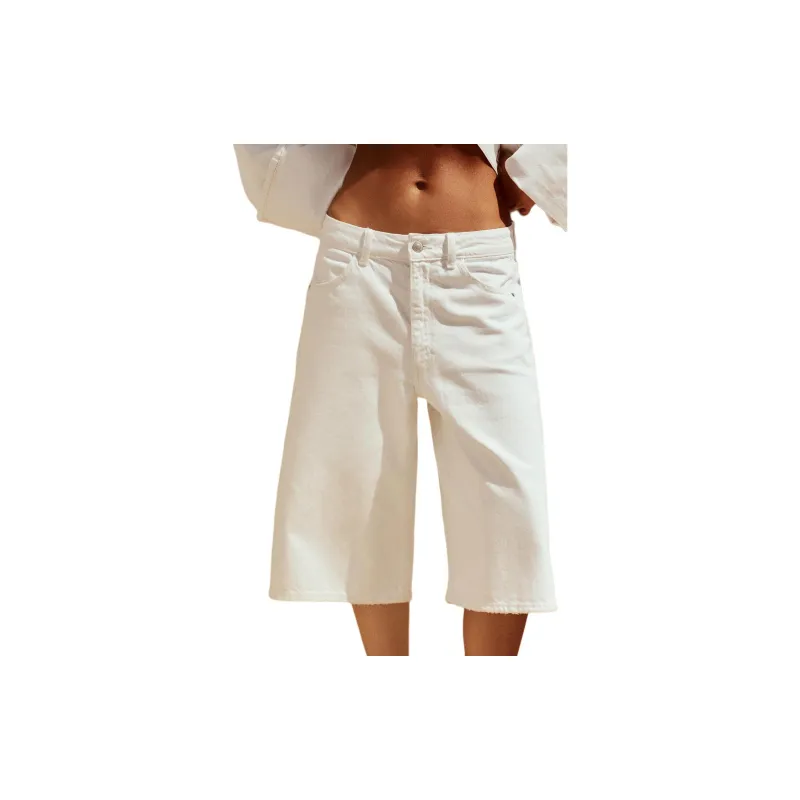 ZARA Trf Denim Shorts Women's White-2