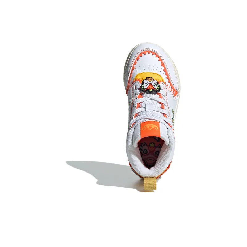 Adidas Originals Drop Step Abrasion Resistant High Top Kids' Skateboarding Shoes White Orange Kids-3