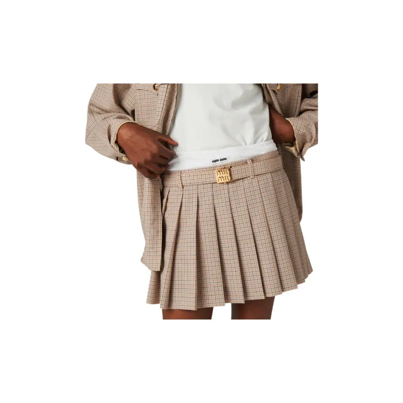 MIU MIU Casual Short Skirts Women's Limestone-3