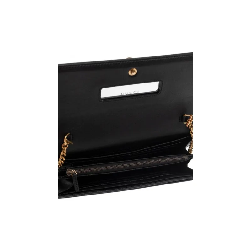 GUCCI Diana Leather Chain Wallet Shoulder Bag Crossbody Bag Women's Black-7