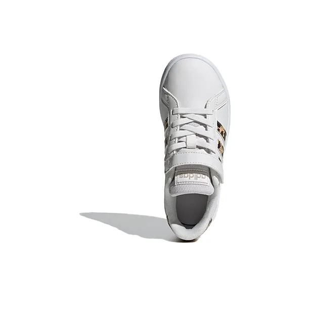 Adidas Neo GRAND COURT Breathable Low Top Kids' Skateboarding Shoes White Leopard Print Children Aged 3 7 Years Old-4