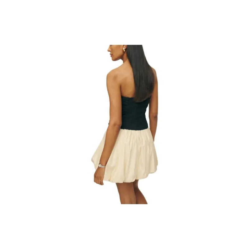 REFORMATION Clea Dress Sleeveless Dress Women's Black White-2
