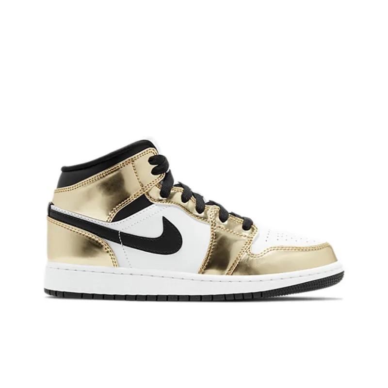 Jordan 1 Mid Metallic Gold Black White GS-1
