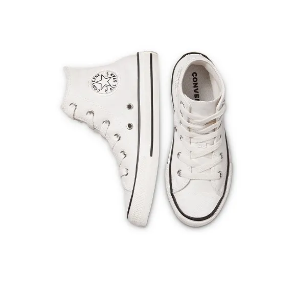 Converse Chuck Taylor All Star High Top Anti Slip Wear Resistant High Top Kids Canvas Shoes Ecru Teenagers-3