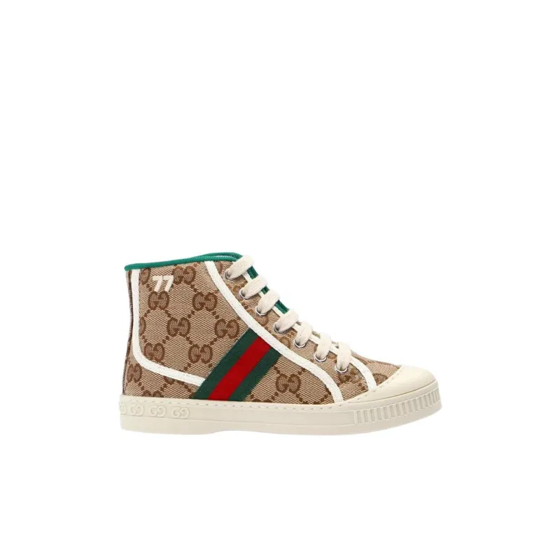 GUCCI Tennis 1977 High Top Kids' Skateboarding Shoes Beige Brown Kids'-1