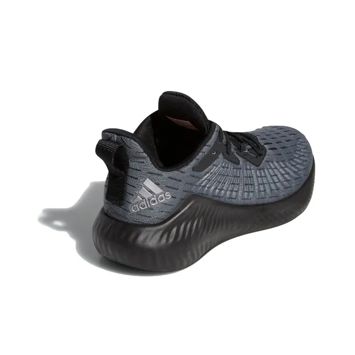 Adidas AlphaBounce +J Slip Resistant Low Top Running Shoes Gray Black Teenagers-3