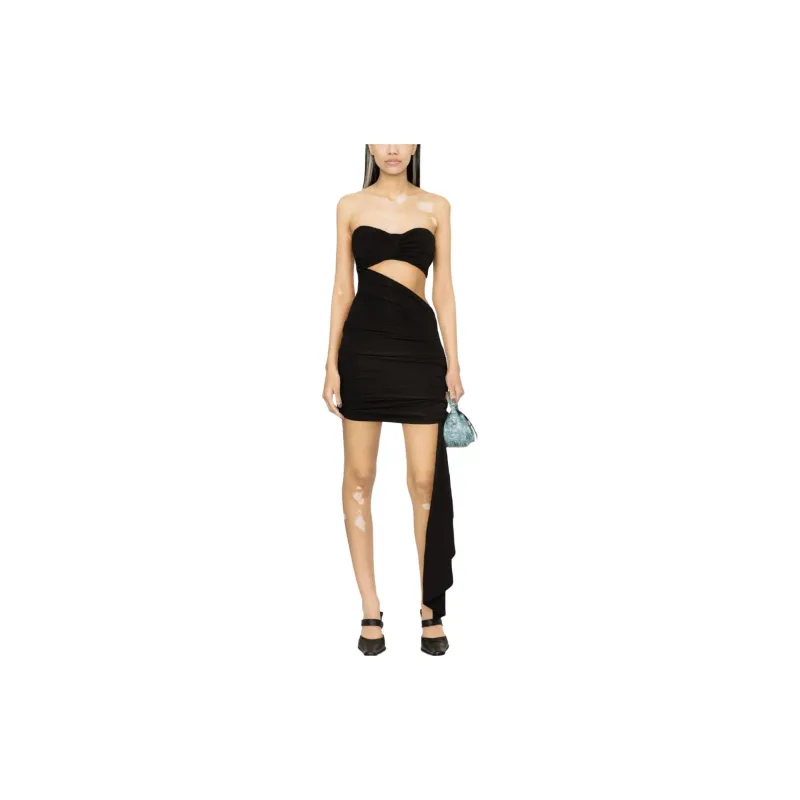 OFF-WHITE Vi-Crepe Cut-Out Strapless Mini Dress-1