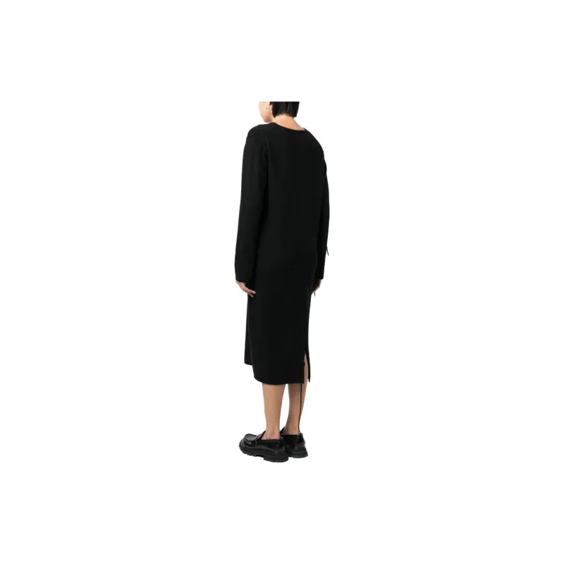 Yohji Yamamoto Tie detail Long sleeve Midi Dress-2