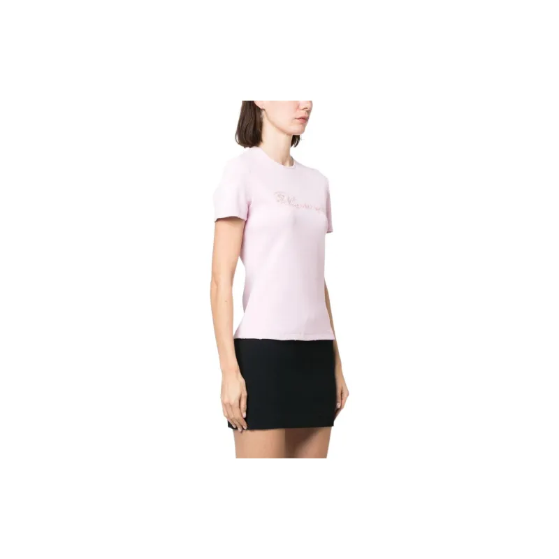 Blumarine Logo Embroidered Crewneck Knitted T Shirt-3