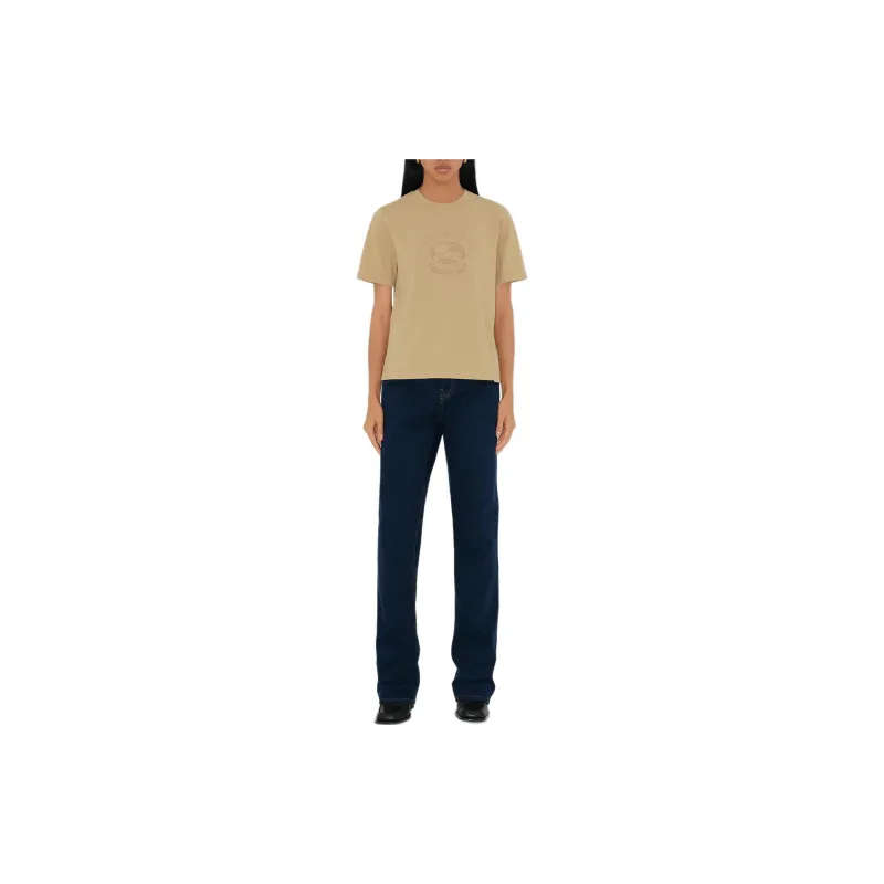 Burberry Logo Embroidered Crewneck T Shirt-1