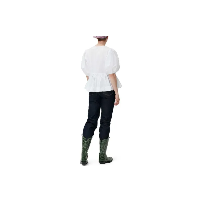 GANNI Organic Cotton Wrap Blouse-2
