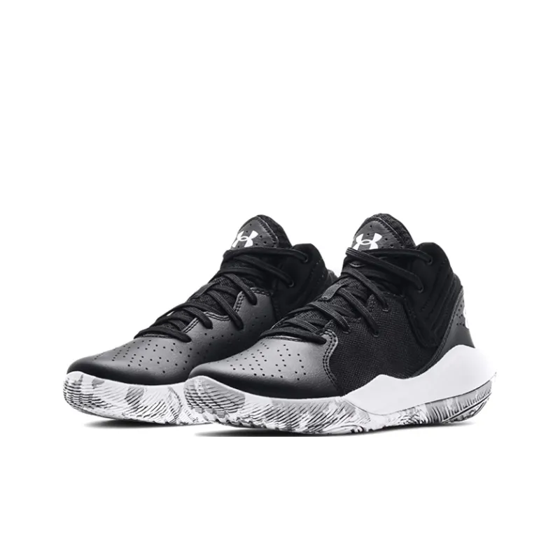Under Armour Jet '21 Anti Slip And Wear Resistant Breathable Mid Top Basketball Shoes Black Teenagers-2