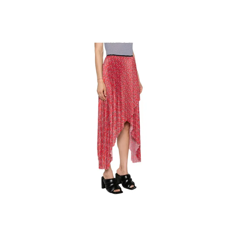Burberry Pleated Midi Skirt 'Silver/Red'-2