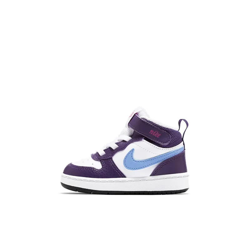 Nike Mid 2 Anti Slip Wear Resistant Mid Top Skateboard Shoes Purple White Blue Infant And Toddler-0