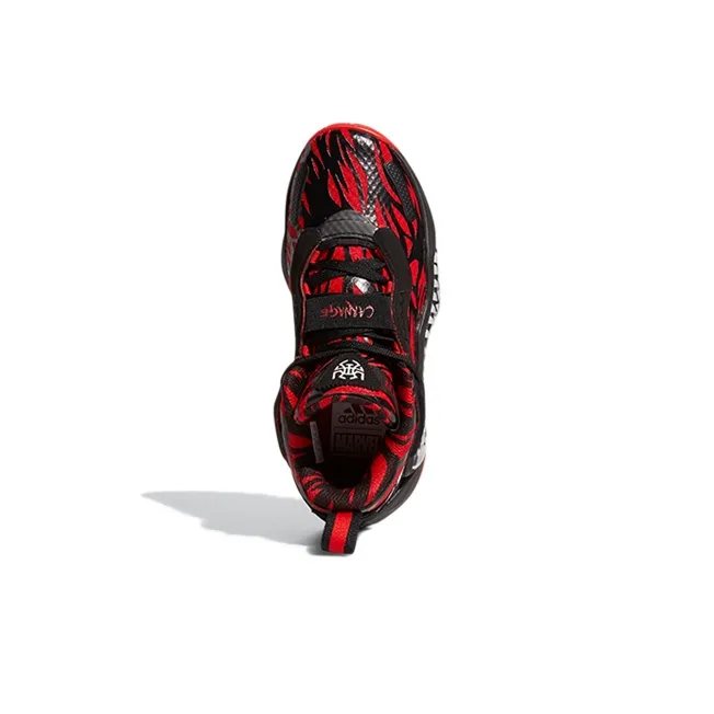 Adidas D.O.N. Issue #3 J Abrasion Resistant Shock Absorbers Mid Top Basketball Shoes Black Red Teenagers-4