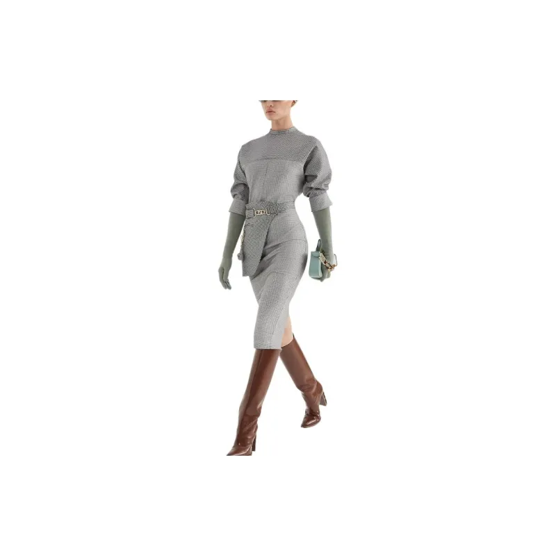FENDI SS22 Long Sleeved Dresses Women's Gray-2